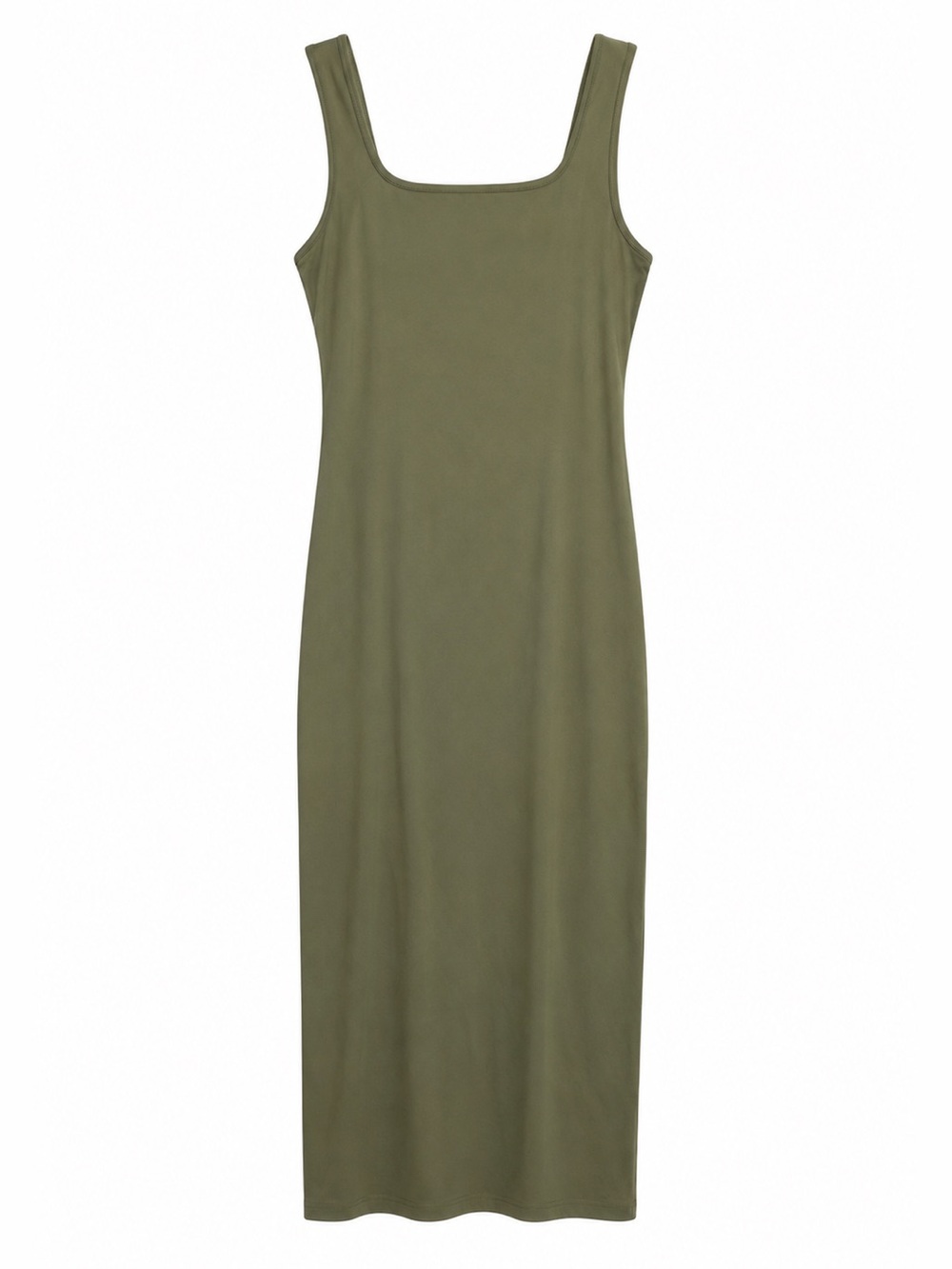 Meshki Olive Green Square Neck Maxi Dress Size L Like New